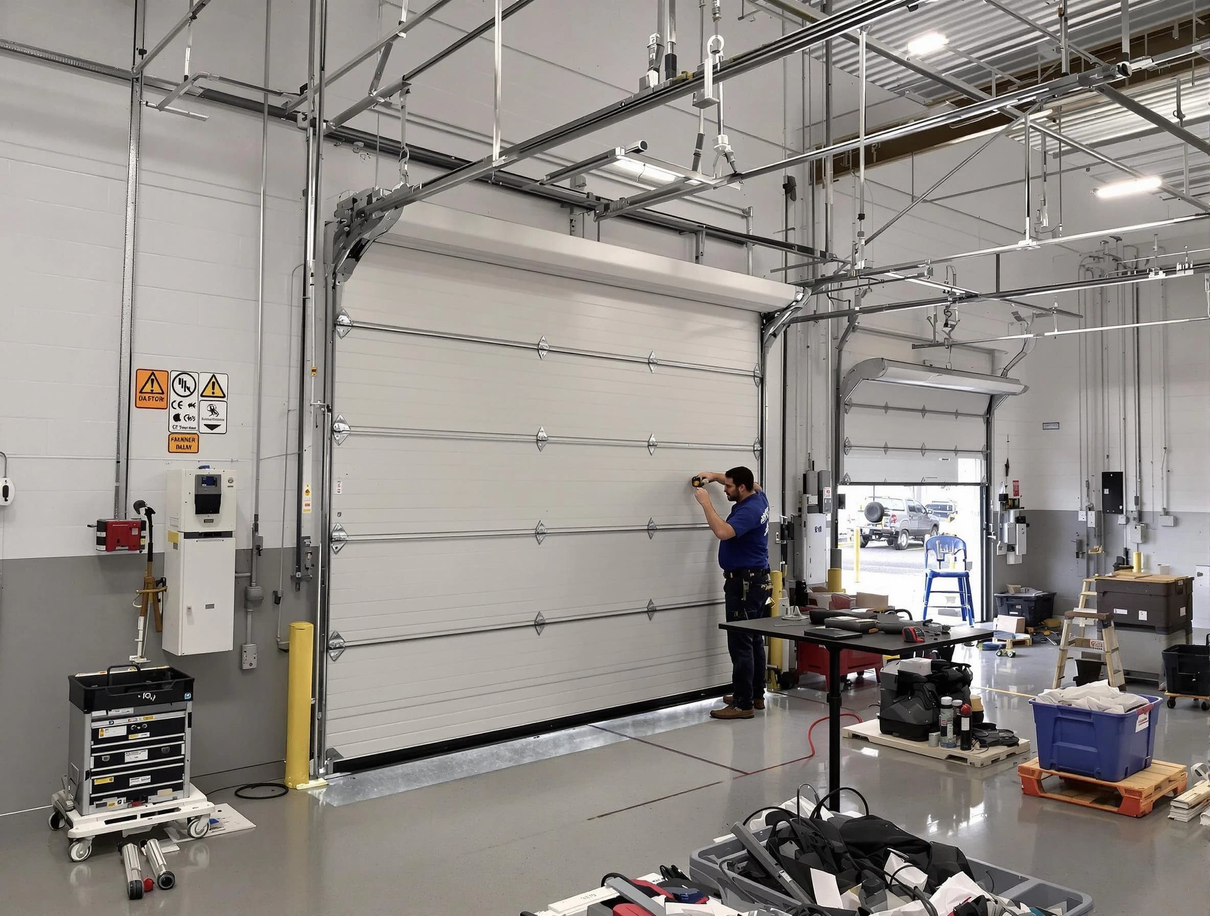 Commercial garage door repair being performed by Hoover Garage Door Repair expert in Hoover