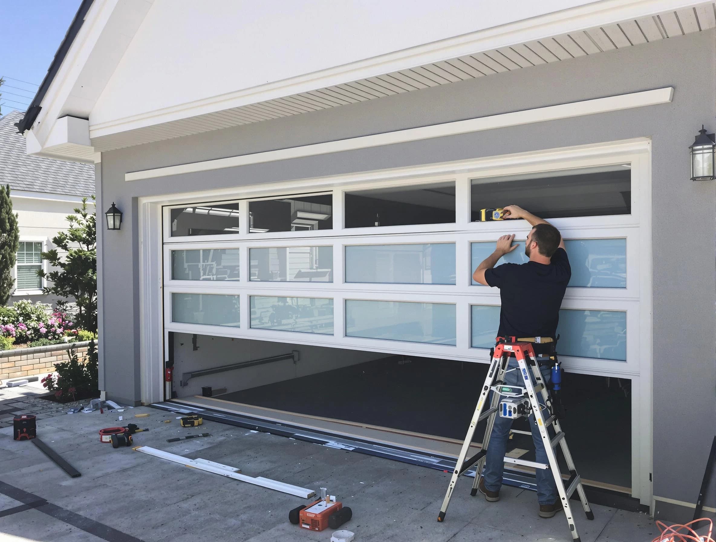 Hoover Garage Door Repair team performing garage door replacement in Hoover