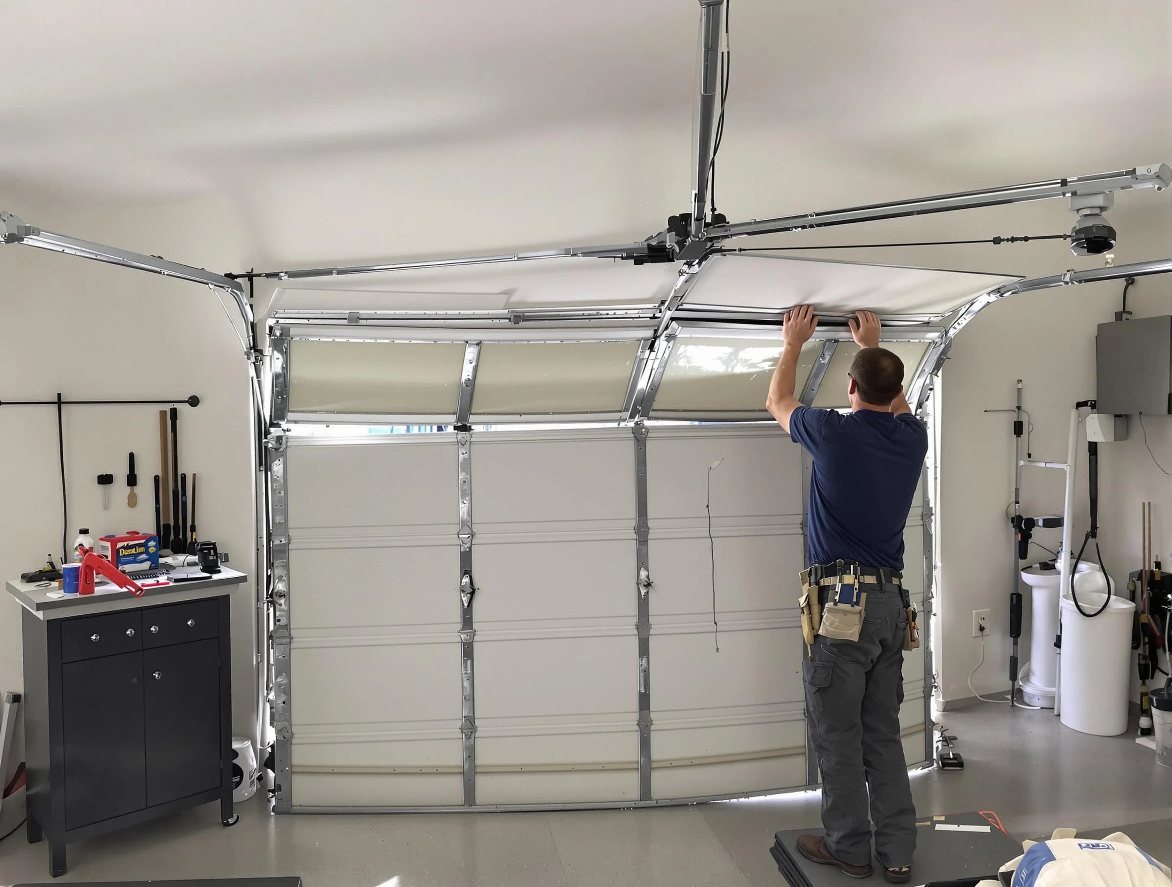 Hoover Garage Door Repair specialist performing precise section replacement on Hoover garage door