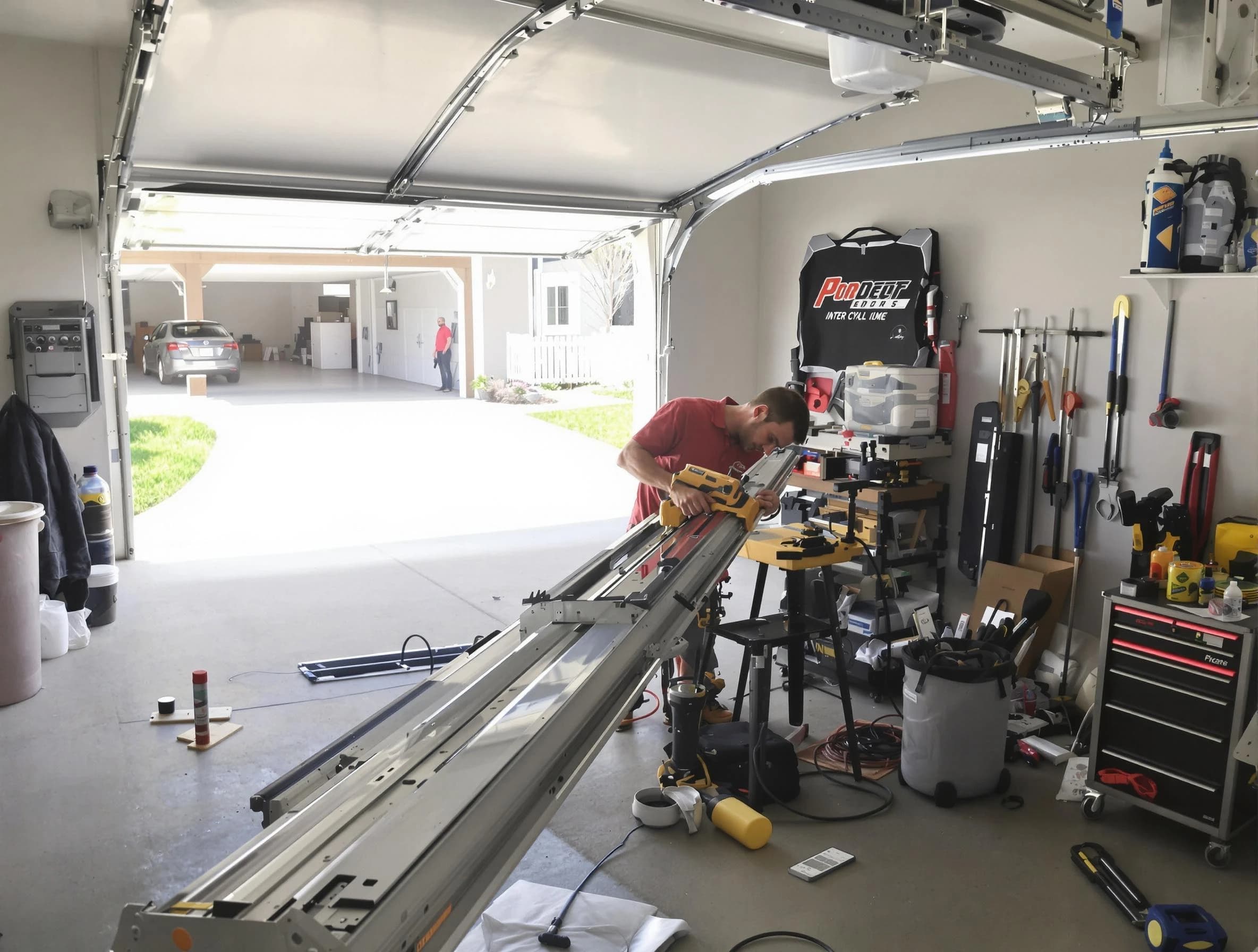 Hoover Garage Door Repair expert performing track repair in Hoover