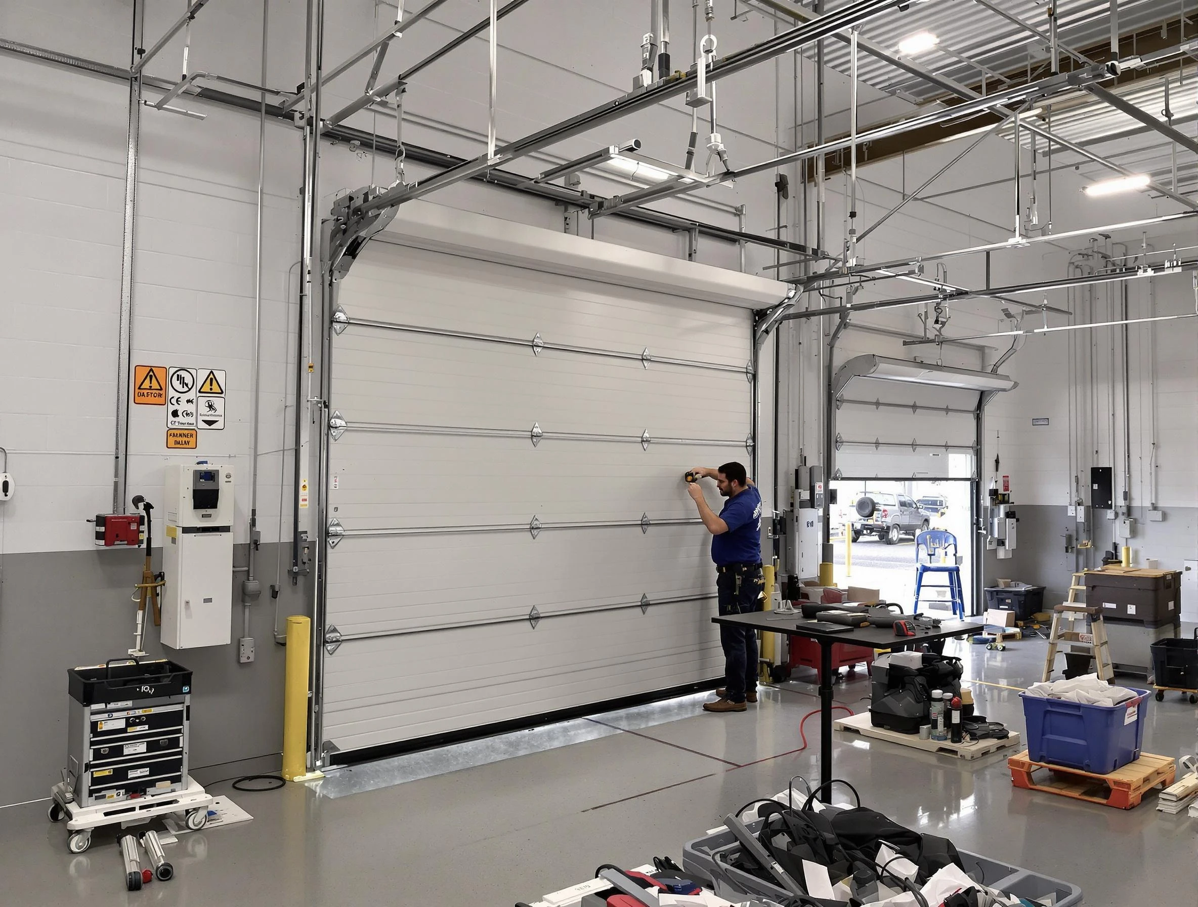 Commercial garage door repair being performed by Hoover Garage Door Repair expert in Hoover