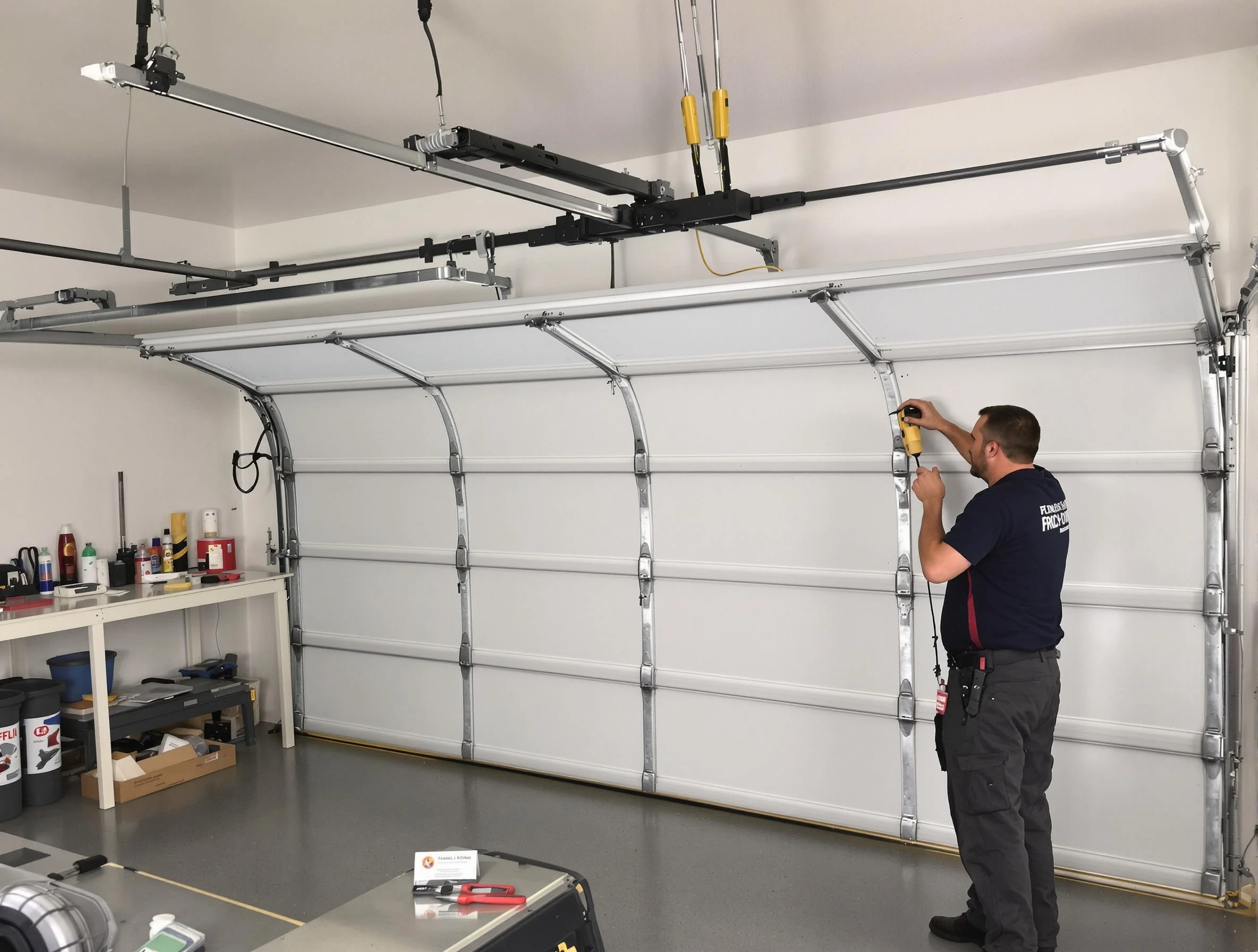 Hoover Garage Door Repair certified technician performing overhead door system repair in Hoover