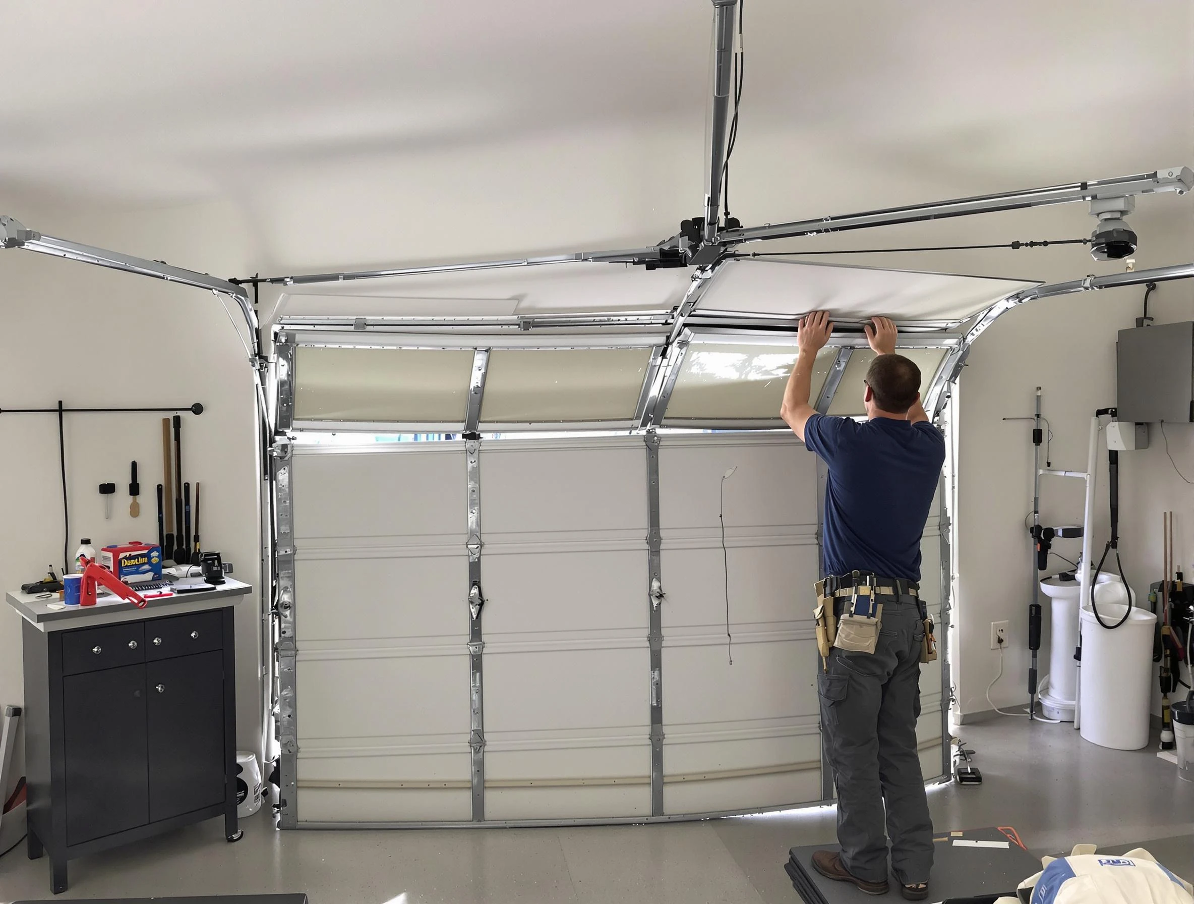 Hoover Garage Door Repair specialist performing precise section replacement on Hoover garage door
